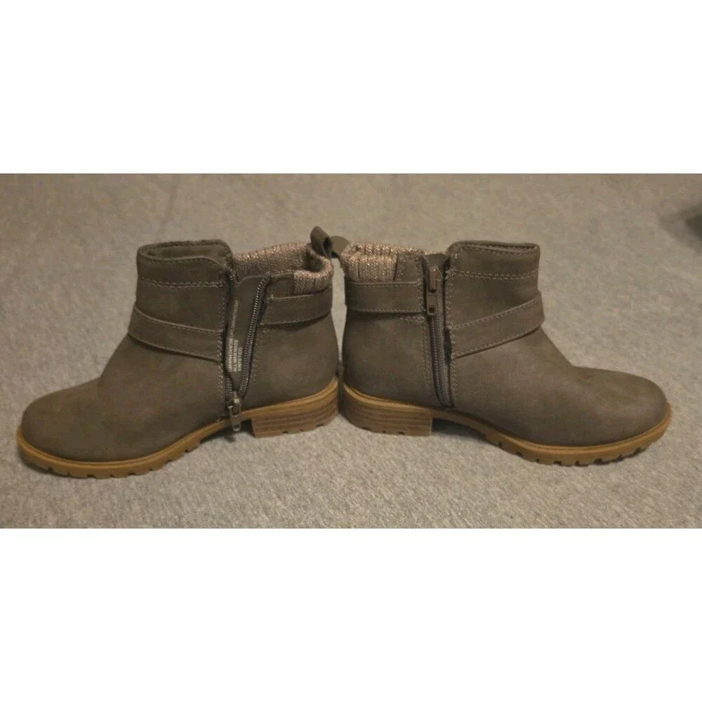 Girls Wonder Nation Ankle Boots, Size 13, Taupe, Zipper